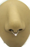 16G Gold Silver Septum Ring Hoop 8mm Diameter Solitaire 16g Crystal Septum ring - I Love My Piercings!
