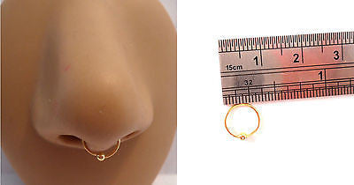 Gold Titanium Septum Thinner Hoop Ring Barbell Dainty 22 gauge 22g 7 mm Diameter