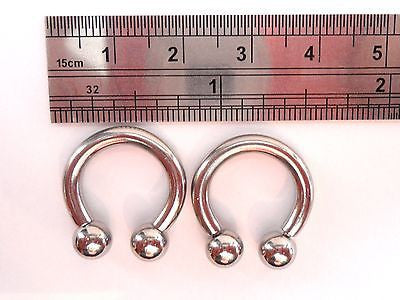 Surgical Stainless Steel Horseshoes Half Hoop Circular Earrings 12mm 8 gauge 8g