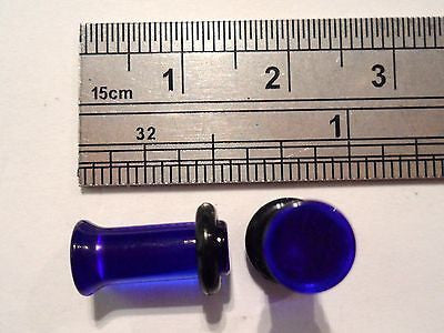 New Pair BLUE Ear Lobe Plugs Single Flare 4 gauge 4g I Love My