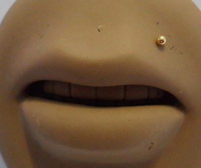 GOLD TITANIUM Small Ball Lip Monroe Ring Stud Clear Post 16 gauge 16g