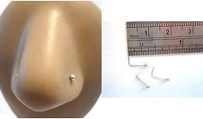 3 Sterling Silver 2mm Ball L Shape Pins Stud Nose Rings 22 gauge 22g