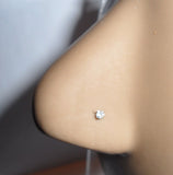 10K Gold 2mm Clear Crystal CZ 4 Claw Set Pronged Nose Pin Stud 22 gauge 22g - I Love My Piercings!