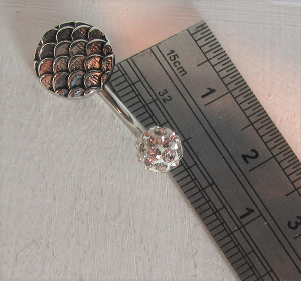 Silver Shimmer Waves Crystal Ball Barbell VCH Clit Clitoral Hood Ring I Love My Piercings!