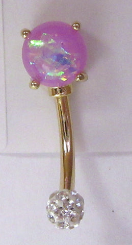 14k Gold Plated Purple Opalite Clear Crystal Ball VCH Clit Hood Bar 14 gauge 14g