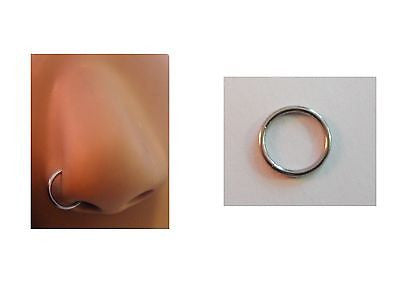 Silver Steel Segment Nose Hoop Ring No Ball Nostril Barbell 18g 18