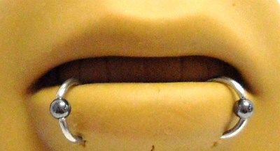 Surgical Steel Hematite Bead Captive Snake Bites Lip Rings 16g 16 gauge 8mm