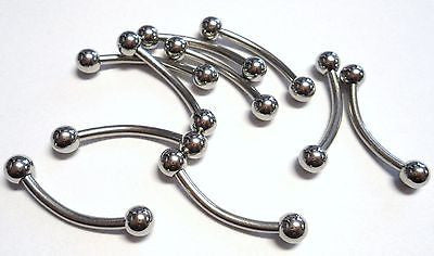 10 Surgical Steel Silver Curved Barbell Anti Eyebrow Nipple Ring 14g 14 gauge - I Love My Piercings!