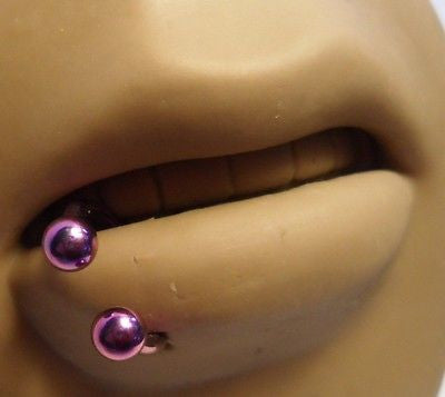 Purple Titanium Half Hoop Horseshoe Side Bottom Lip Ring 14 gauge 14g 10mm