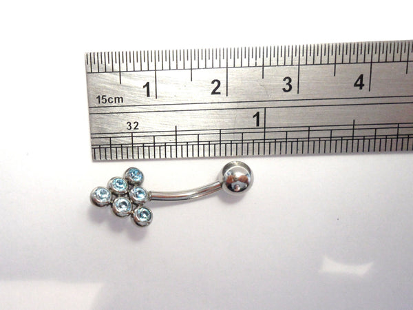 Surgical Steel Aqua Crystal Beaded Triangle VCH Clitoral Clit Hood Rin