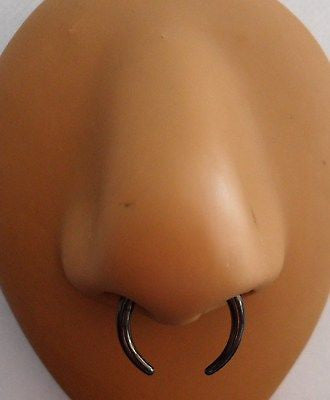 Black Titanium Hoop Pincher Septum Nose Ring 10 gauge 10g
