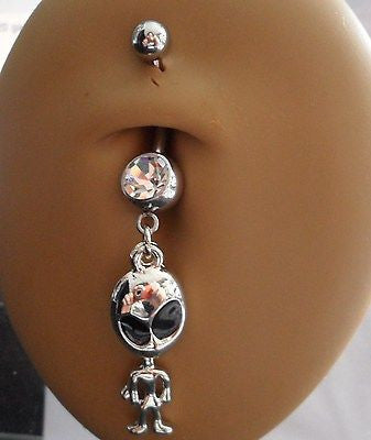 Your Own Little Alien Belly Barbell Navel Dangle Ring 14 gauge 14g
