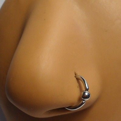 Surgical Steel Ball Attached Nose Ring Hoop 16 gauge 16g 8mm Diameter