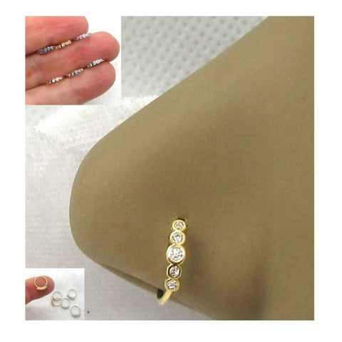 20G Nose Ring Nose Hoop CZ Crystal Nose Ring 20 gauge Nose Jewelry Nostril Ring 8mm nose ring Surgical Steel - I Love My Piercings!