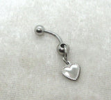14G Heart Top Down Belly Ring Hoop Piercing Reverse Bar Barbell - I Love My Piercings!