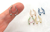 Fake Septum Jewelry Gold Blue Silver Rose Gold Multi Color Hoop Nose Ring Faux Septum Ring