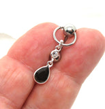 14G Top Down Belly Ring Black Crystal Belly Piercing Reverse Belly Bar Barbell - I Love My Piercings!