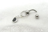 14G Top Down Belly Ring Black Crystal Belly Piercing Reverse Belly Bar Barbell - I Love My Piercings!