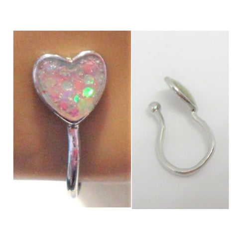 Clitoral Clitorial Clit Heart Hood Bar VCH Opal Faux Clip On No Piercing Needed  Inner Outer Labia  Stainless Steel Ring Intimate Jewelry - I Love My Piercings!