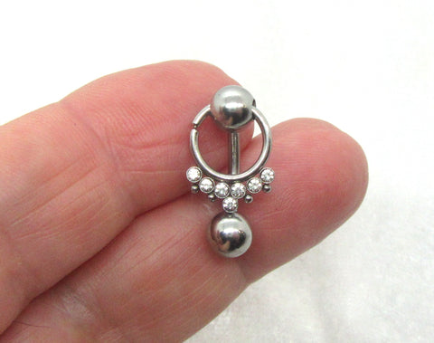 14G Beaded Crystal VCH Jewelry Clit Hood Ring