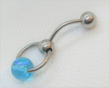 Clitoral Clitorial Clit Hood Bar VCH Vertical Aqua Ball Dangle Hoop VCH Ring Bar 14 Gauge 14g