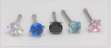3mm Round Claw Set Pronged Crystal Gem CZ Ball End Nose Bone Stud Nose s 20g 18g 18 gauge 20 gauge Nose Jewelry Pin Nostril - I Love My Piercings!