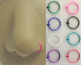 22G White Blue Red Pink Aqua Green Purple Black Nose Hoop Ring Nostril Hoop Ring Seamless Hoop 22G 7mm Diameter 22 Gauge - I Love My Piercings!