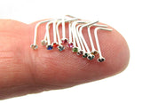 Dainty Tiny 1mm Gem Crystal Claw Set Straight Nose Stud Bent L Shape Stud Post Pin Jewelry 22 gauge 22G Pin Nostril - I Love My Piercings!