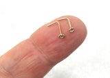 Claw Set Straight Nose Stud L Shape Bent Post Pin Jewelry 22 gauge 22G Nose Jewelry 14k Rose Gold 2mm Diamonds - I Love My Piercings!