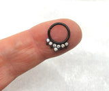 16G Black Septum Ring Hoop 8mm Diameter 16g Crystal Septum ring