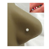 22G Opal White Pink Blue Green Nose Stud L Shape Nose Ring Jewelry Pin Earring 22 Gauge