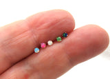 22G Opal White Pink Blue Green Nose Stud L Shape Nose Ring Jewelry Pin Earring 22 Gauge