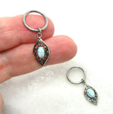 Pair 14G Titanium Opal Dangle Nipple Rings Hoops Barbells Jewelry 14 Gauge
