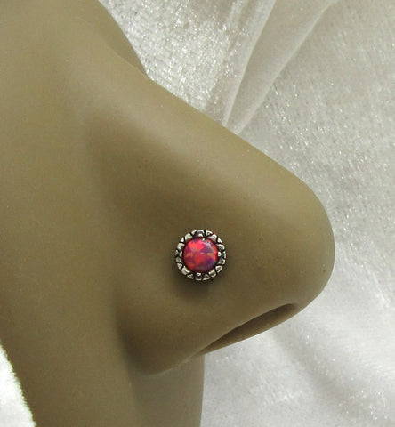 20G Red Opal Sterling Silver Nose Stud Straight Pin Jewelry 20 Gauge (Copy)