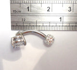 Clear Crystal Surgical Steel VCH Hood Clit Bar Curved Barbell 14 gauge 14g - I Love My Piercings!