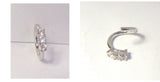 Surgical Steel 3 Clear Crystals Cartilage Hoop Ring Seamless 16 gauge 16g 8 mm - I Love My Piercings!