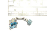 Aqua Crystal Surgical Steel VCH Hood Clit Bar Curved Barbell 14 gauge 14g - I Love My Piercings!