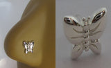 Sterling Silver Butterfly Nose Bent L Shape Stud Pin Post 20 gauge 20g