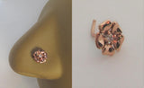 18k Rose Gold Plated Flower Clear Gem Nose Bent L Shape Stud Pin Post 20 gauge - I Love My Piercings!