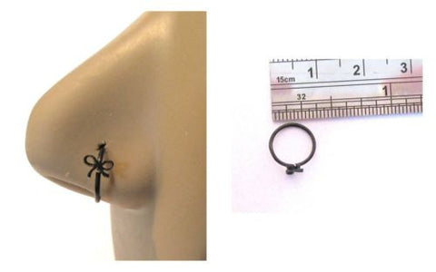 Black Titanium Ribbon Bow Nose Piercing Jewelry Hoop Ring 20 gauge 20g - I Love My Piercings!