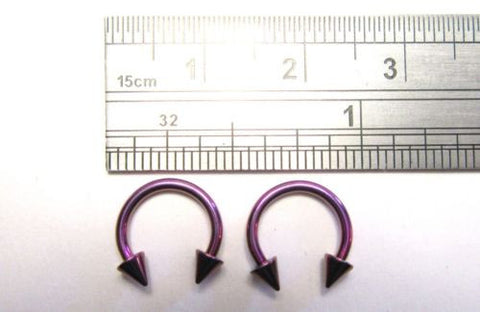 Pair Purple Titanium Horse Shoes Horseshoes Spikes Cartilage Rings 16 gauge 16g - I Love My Piercings!