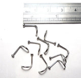 10 Piece Surgical Steel Crystal CZ Nose Screws Studs Cork Curl Twist 20 gauge - I Love My Piercings!