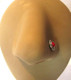 Sterling Silver Nose Stud Pin Ring Bent L Shape Post Red Shield 20g 20 gauge - I Love My Piercings!