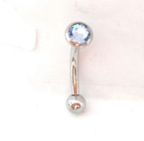 5 mm Flat Top Light Blue Crystal Vertical Clitoral Hood VCH Jewelry Curved Genital 14g - I Love My Piercings!