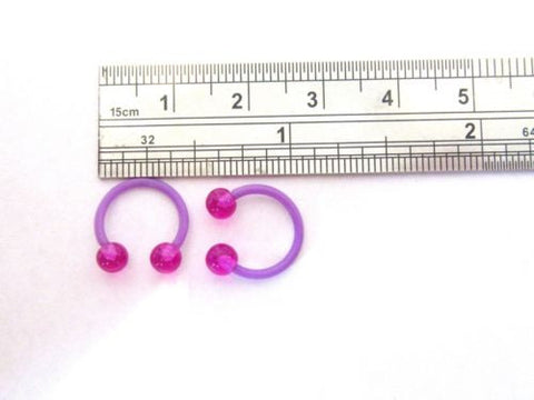 Purple No Metal Allergy Sensitive Retainers Horseshoes Hoops Balls 16 gauge 16g - I Love My Piercings!