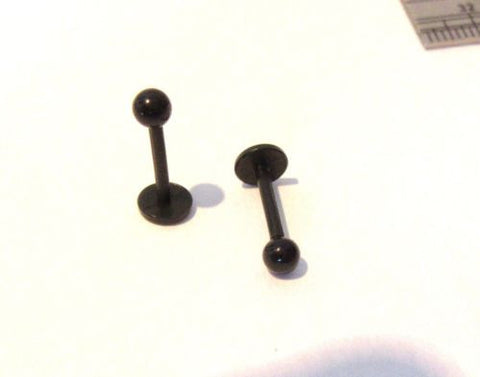 2 Pc Cartilage Hospital Retainers Tragus Helix Studs Bioplast Flexible Black with Balls 16 gauge - I Love My Piercings!