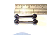 Black Glitter Balls No Metal Sensitive Allergy Nipple 14 gauge 14g Bioplast - I Love My Piercings!