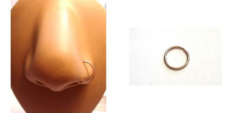 Rose Gold Titanium Twist Open Seamless Nose Hoop Ring 18 gauge 18g 8 mm Diameter - I Love My Piercings!