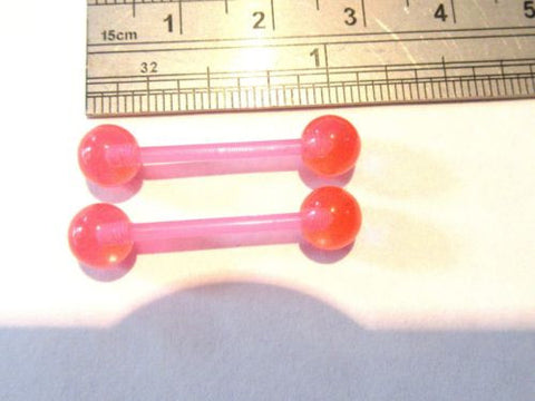 Pink Jello Balls No Metal Sensitive Allergy Nipple 14 gauge 14g Bioplast - I Love My Piercings!