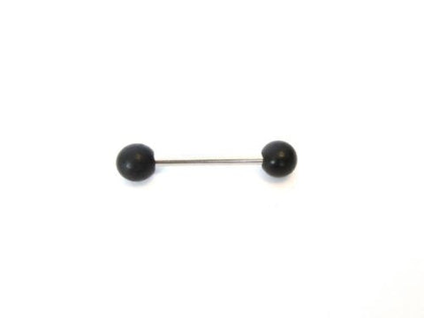 Surgical Steel Black Wood Wooden Balls Nipple Straight Barbell Ring 14 gauge 14g - I Love My Piercings!